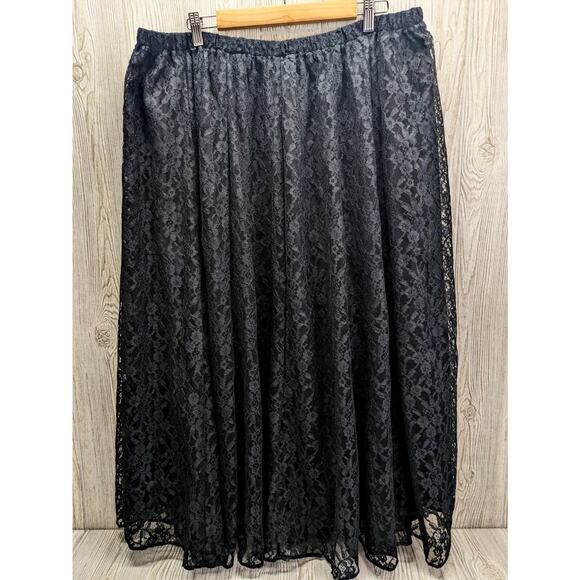 Fritzi Lace Overlay Midi Skirt Size 24W Vintage Witchy Goth Whimsigoth Wednesday - Picture 1 of 9
